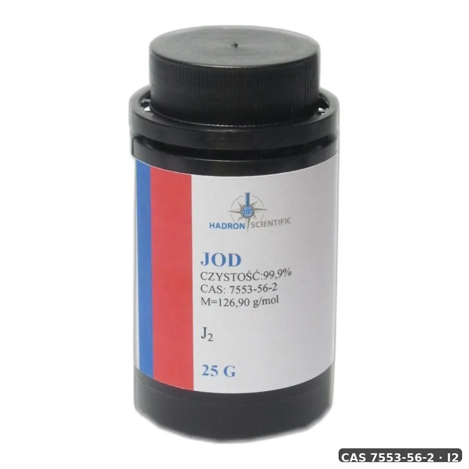 Kryształki Jodu 25 G Do Analiz Chemicznych — CAS 7553-56-2 — I2 — odczynnik chemiczny